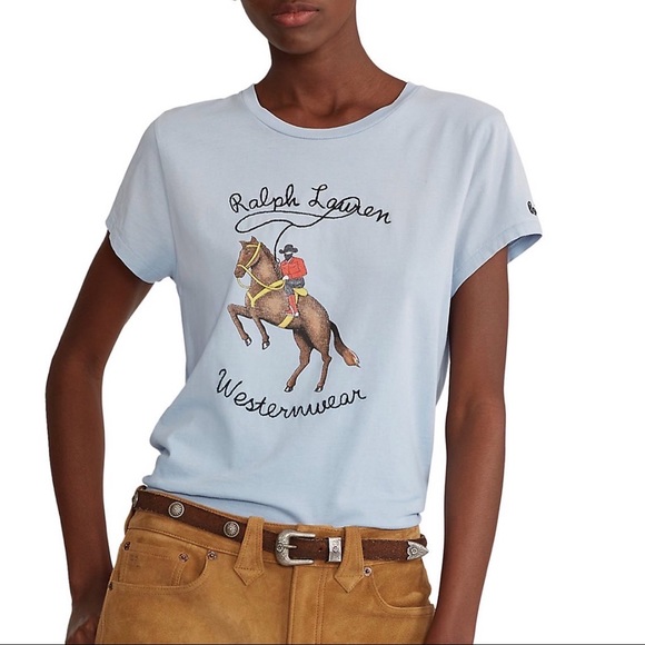 Polo Ralph Lauren Tops - Polo Ralph Lauren Women’s 
Westernwear Graphic Short Sleeve T-Shirt Blue Size XL